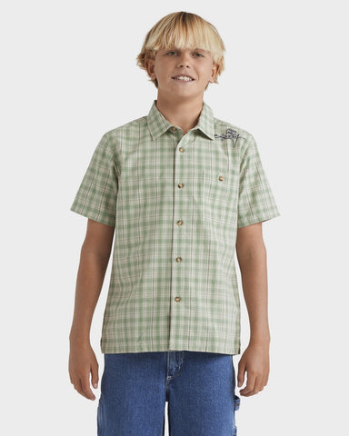BILLABONG Boys Mogul Check Short Sleeve Shirt - OAT