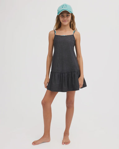 BILLABONG Girls Lovestar Mini Dress - BLACK PEBBLE