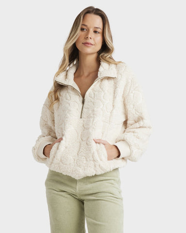 BILLABONG Fireside Cozy Half Zip Crew - WHITE CAP