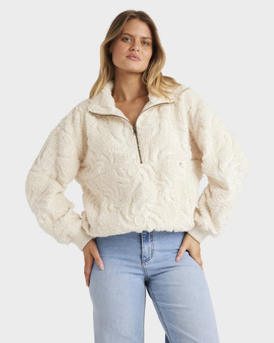 BILLABONG Sun Trippin Half Zip Crew - WHITE CAP