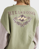 BILLABONG The Original Vibes Kendall Crew -GREEN/PINK