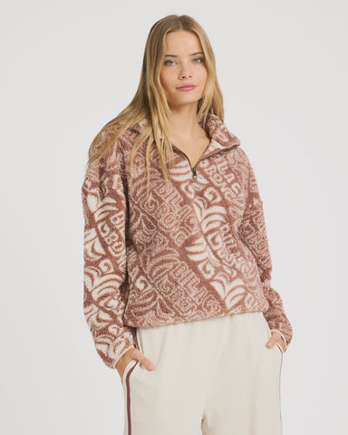 BILLABONG Go For It Half Zip Crew - BROWNSTONE