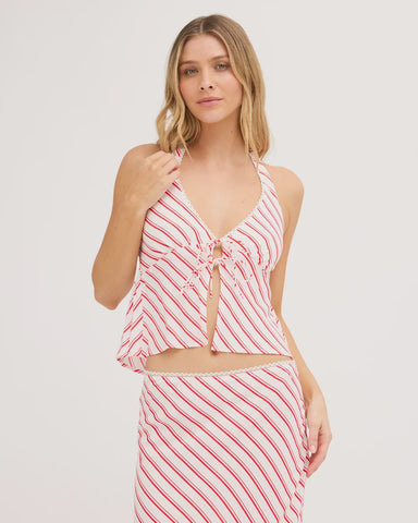 BILLABONG Let Em Shine Halter Top - HIBISCUS