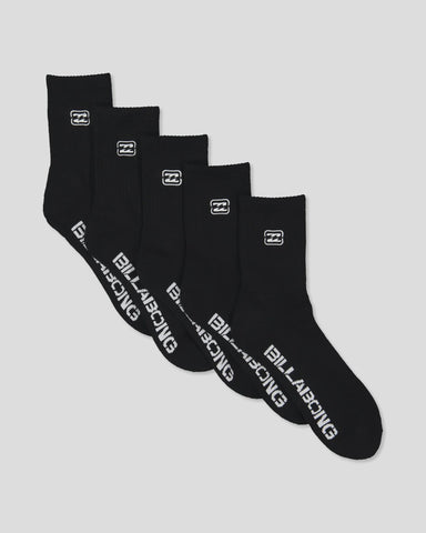 BILLABONG Sport Socks 5 Pack - BLACK