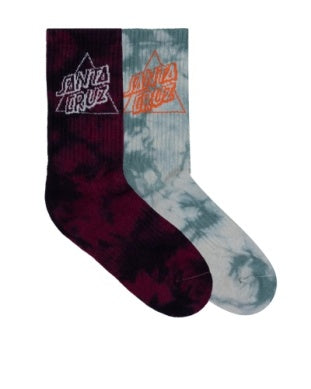 SANTA CRUZ Boys Not A Dot Crew Socks - MAROON TIE DYE SLATE