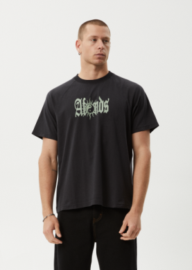 AFENDS Sun Bite Recycled Raglan Boxy Fit Tee - STONE BLACK