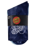 SANTA CRUZ Girls Heart Dot Hollow Mid Sock 2-Pack - DARK BLUE TIE-DYE AQUA CHECK