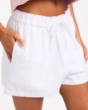 ROXY Place To Be Linen Shorts - WHITE
