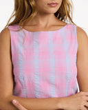 ROXY Phoebe Check Min i Dress - FUSHIA