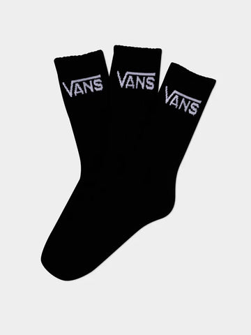 VANS - Off The Wall Men's Classic Crew Socks 3-Pack Size 9.5-13 - BLACK