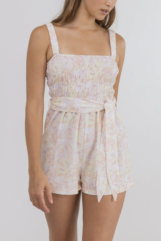 RHYTHM Mimosa Floral Smocked Playsuit - IVORY