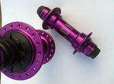 Colony Wasp BMX Hub Set Front & Rear Sealed Bearing Female & 80 Black Spokes Combo PURPLE