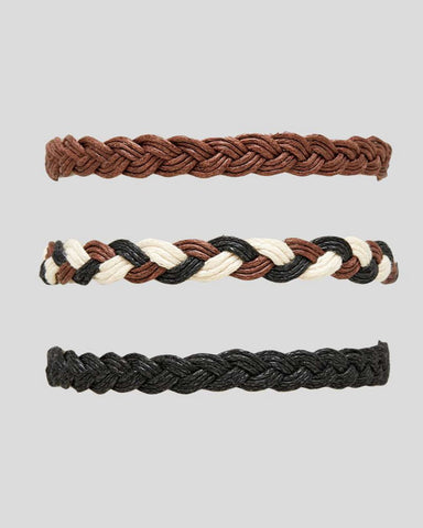 CLASSIC 77 - Set of 3 Brown/Black/White Bracelets