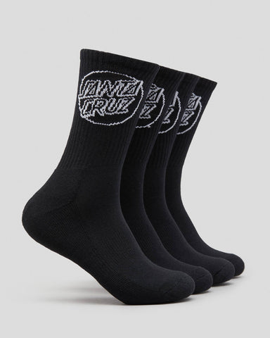 SANTA CRUZ Opus Dot 4-Pack Crew Socks - BLACK