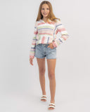 RUSTY Penny Kick Flare Denim Short Girls - THREAD BLUE