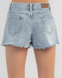 RUSTY Penny Kick Flare Denim Short Girls - THREAD BLUE