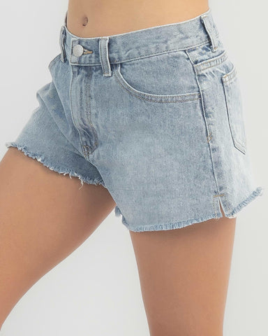RUSTY Penny Kick Flare Denim Short Girls - THREAD BLUE