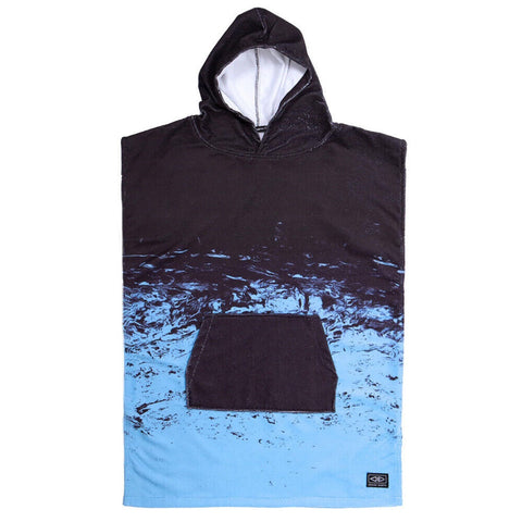 OCEAN & EARTH Youth Southside Hooded Poncho Towel - BLACK/BLUE