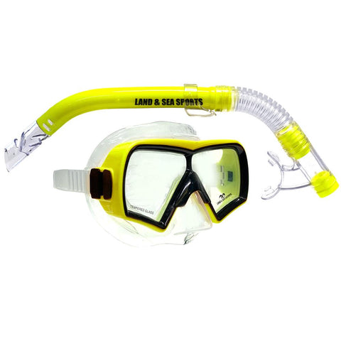 LAND & SEA - Hayman Mask & Snorkel Silicone Set - YELLOW