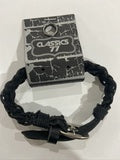 CLASSICS 77 Black Leather Bracelet - BLACK/SILVER