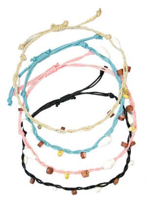 CLASSICS 77 - 4 Assorted Colour Beaded String Anklets