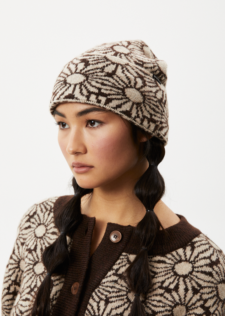 AFENDS Dandy Floral Knit Beanie TOFFEE Twentyfivenine