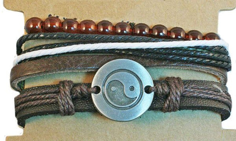 CLASSIC 77 Multi Strand Leather Bracelet Ying/Yang