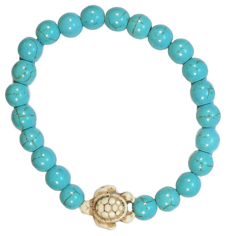 CLASSIC 77 - Turquoise Dyed Howlite Turtle Bracelet