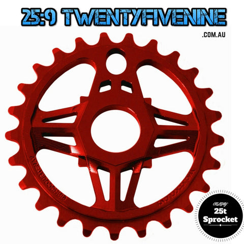 Colony 25t Chris Courtney BMX Sprocket 19mm or 22mm Adaptor Inc RED 67gms