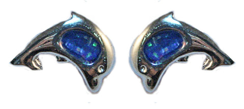 CLASSICS 77 Small Dolphin W/Blue Inlay Earrings