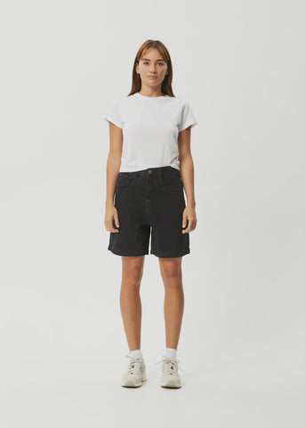 AFENDS Emilie Organic Denim Carpenter Shorts - WASHED BLACK