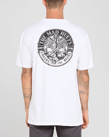 THE MAD HUEYS - Cheers For The Beers Short Sleeve Tee - WHITE