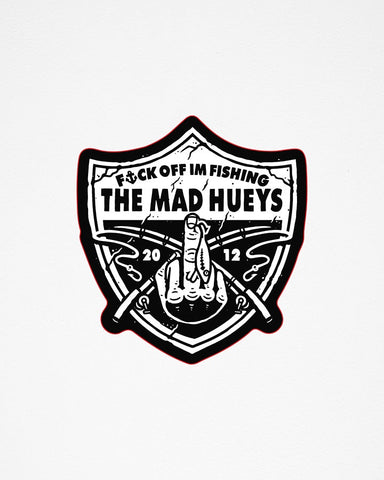 THE MAD HUEYS - FK Off Fishing Sticker - BLACK