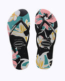 HAVAIANAS Youth Slim Floral Basic FC - BLACK/BLACK