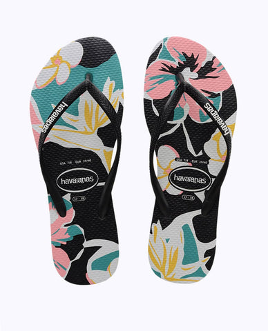 HAVAIANAS - Slim Floral Basic FC - BLACK/BLACK