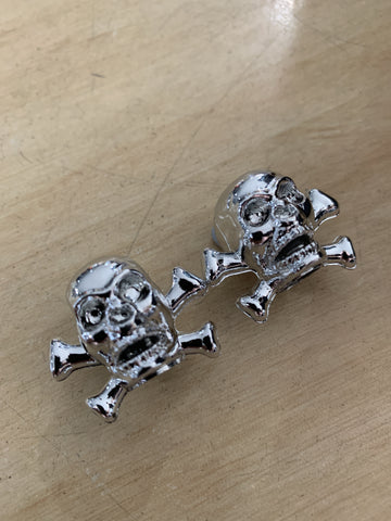 Skull Valve Cap - Silver Pair