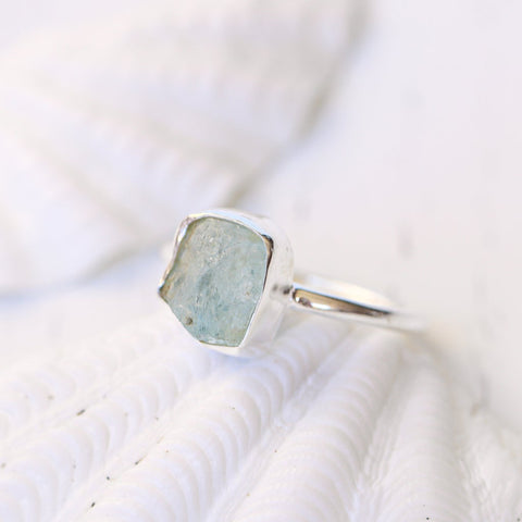 OCEA COLLECTIVE - Silver Raw Aquamarine Ring (Size 8)