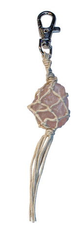 CLASSICS 77 Rough Cut Rose Quartz Macrame Keyring