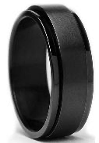 CLASSICS 77  Black Stainless Steel Ring With Matte Black Spinner