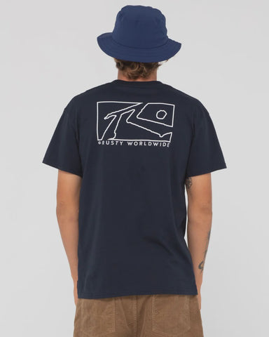 RUSTY Runts Boxed Out Muscle Tee - NAVY BLUE