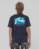 RUSTY Boys Splat Down Short Sleeve Tee - NAVY BLUE