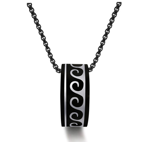 CLASSIC 77 - Sterling Silver Ring on Black Chain Necklace (Size 11 Ring)