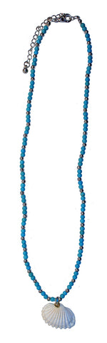 CLASSICS 77 - Aqua Beaded Choker With Seashell