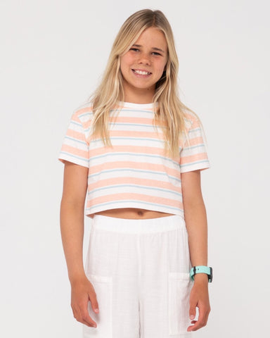 RUSTY - Camila Stripe Tee Girls - PEACH