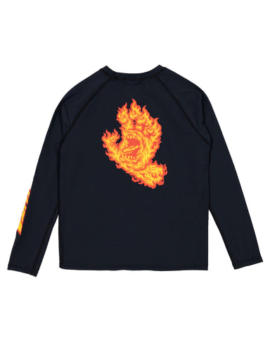 SANTA CRUZ Flame Hand Long Sleeve Boys Rashie - BLACK