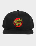 SANTA CRUZ - Classic Dot Patch Flat Peak Snap Back - BLACK