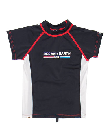 OCEAN & EARTH - Toddlers Priority Short Sleeve Rash Shirt - BLACK/WHITE
