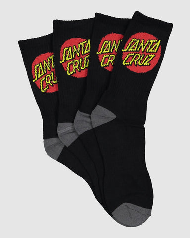 SANTA CRUZ - Classic Dot Size 7-11 Crew Socks - BLACK