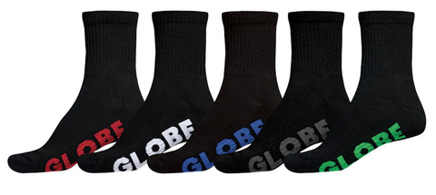 GLOBE - Boys Stealth Crew Socks 5 Pack - BLACK