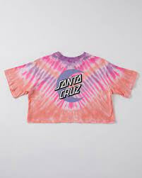 SANTA CRUZ - Moon Dot Cropped Fit Tee - PINK TIE DYE